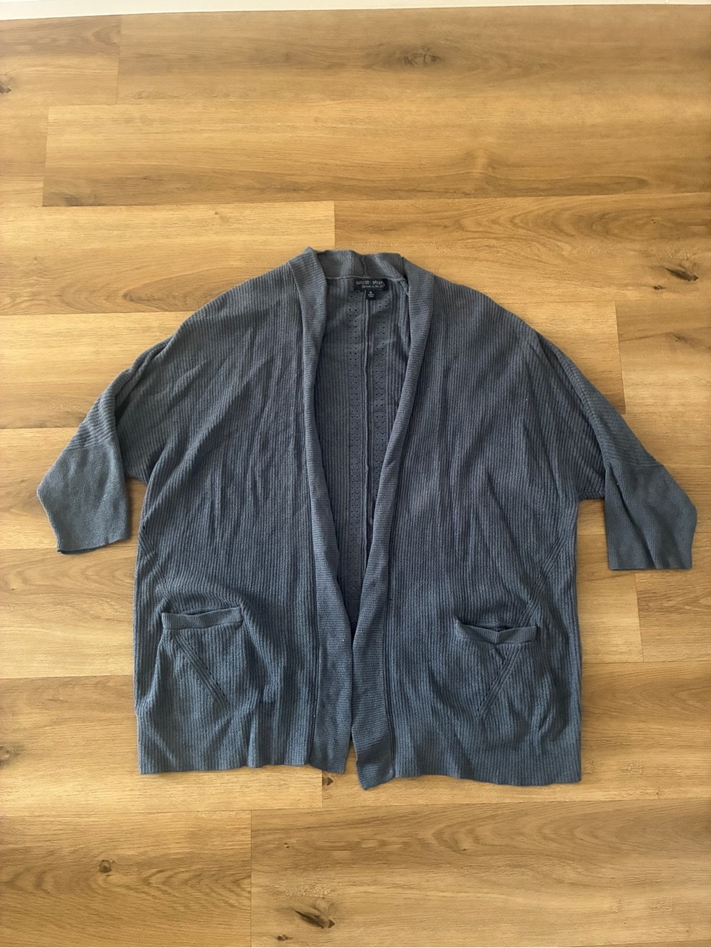 Barefoot Dreams CozyChic Ultra Lite Ribbed Open Front Cardigan Blue Gray XL